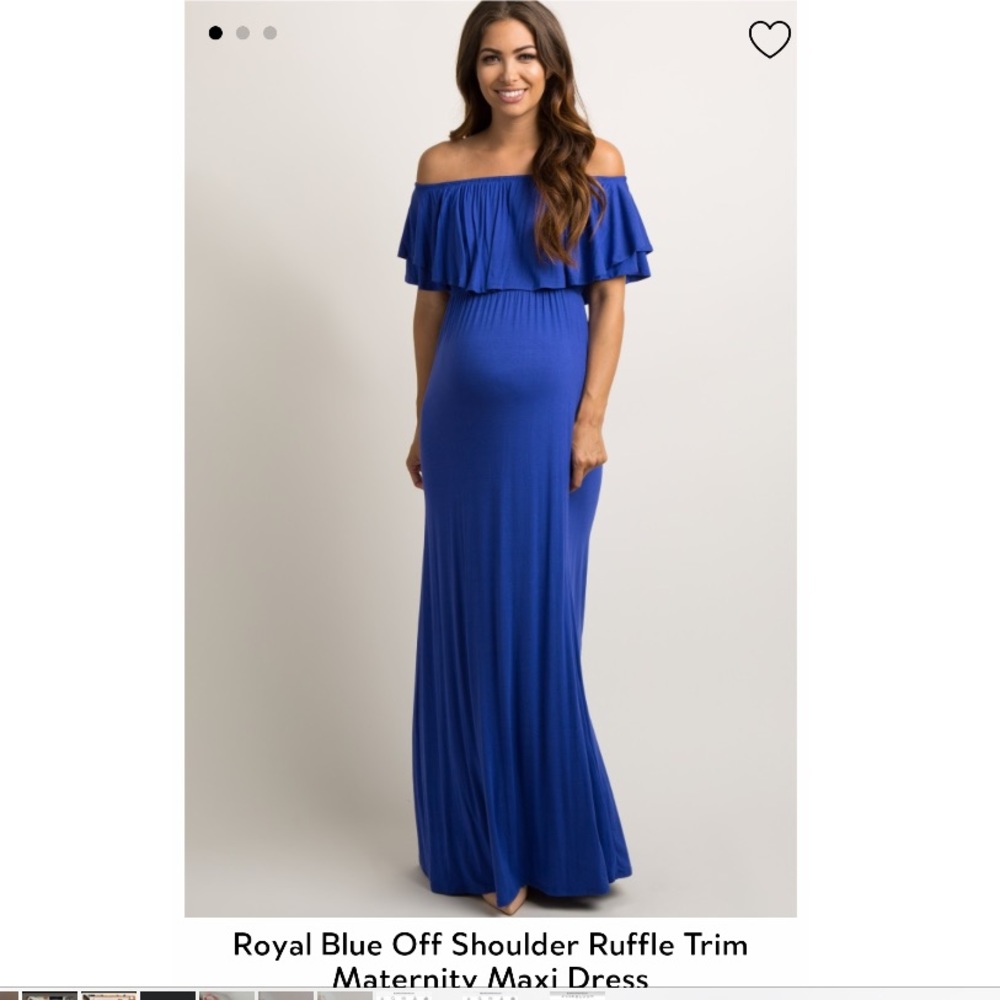 Pink blush maternity off the shoulder dress